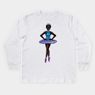 Ballerina Noor #3 - beautiful  black ballerina with corn rows Kids Long Sleeve T-Shirt